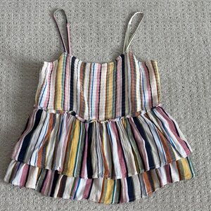THML Multicolor Striped Blouse With Adjustable Spaghetti Straps Women’s Size M